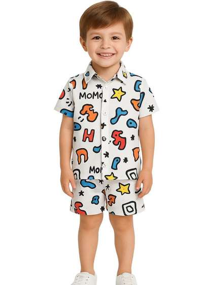 ANJALI IMPEX Unisex
                        Kids Printed Shirt with Shorts