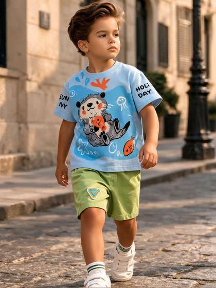 Thelittlebunny
                        Unisex Kids Printed T-shirt with Shorts