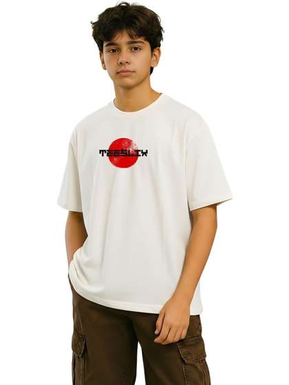 TeeSlix Kids Typography
                    Printed Cotton Oversized Tshirts