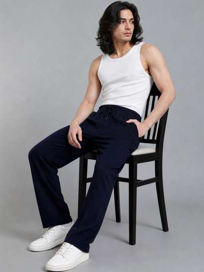 SZN Men Regular Fit
                        Textured Track Pants