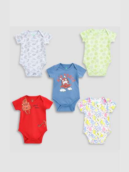 YUV Infants Pack Of 5
                    Printed Pure Cotton Bodysuit