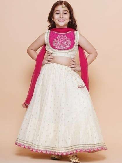 RJ ONLINE Girls
                        Embellished Thread Work Tie and Dye Lehenga
                        & Blouse With Dupatta