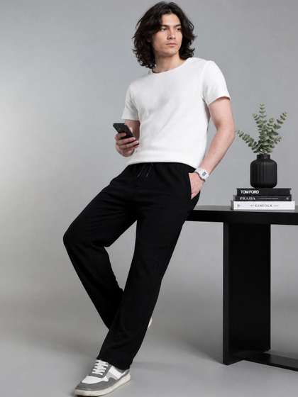 SZN Men Regular Fit
                        Textured Track Pants