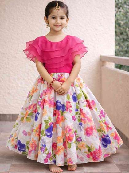 Sangria Girls Printed
                    Round Neck Flared Lehenga Choli