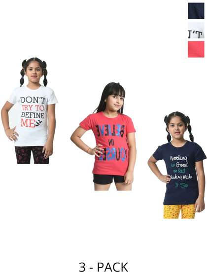 MTI FASHIONS Girls 3
                    Printed Applique T-shirt