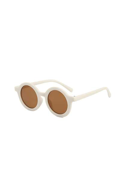 RUGGINE Unisex Kids
                      Black Lens & White Round Sunglasses