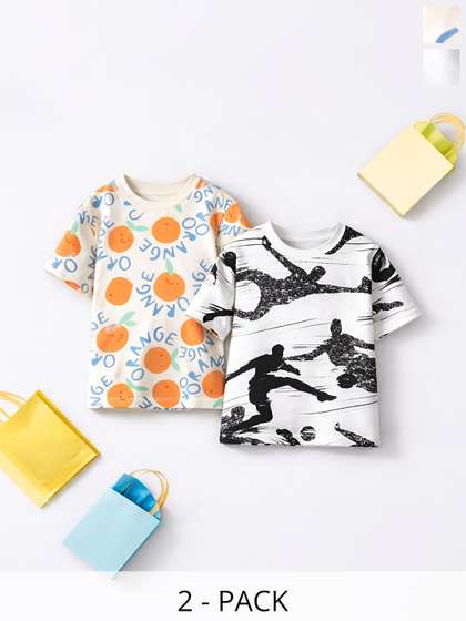 Googo Gaaga Girls Pack
                    Of 2 Graphic Printed Cotton T-shirts