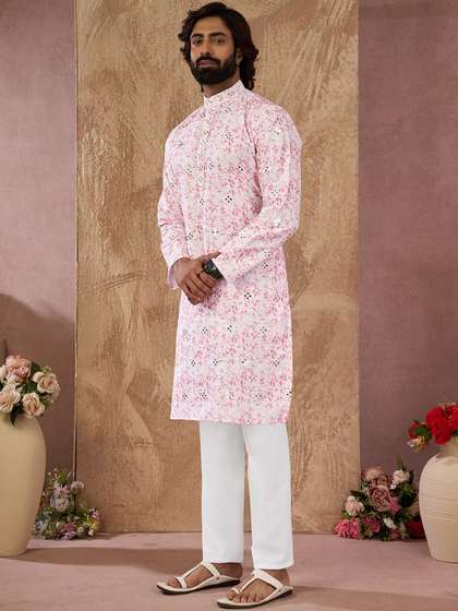 House of Pataudi
                        Embroidered Cotton Mandarin Collar Knee Length
                        Straight Kurta