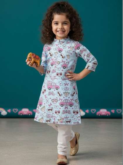 DEVOILER Girls Printed
                    Regular Kurta with Pyjamas