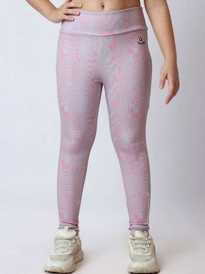 UMILDO Girls Printed
                    Skinny-Fit High-Rise Ankle-Length Gym Tights