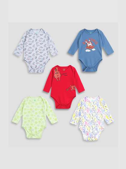 YUV Infants Pack Of 5
                    Printed Pure Cotton Bodysuit