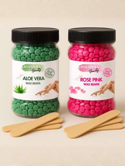 RIHANNA BEAUTY Set
                        Of 2 Aloe Vera & Rose Pink Hard Wax Beans -
                        150 g Each