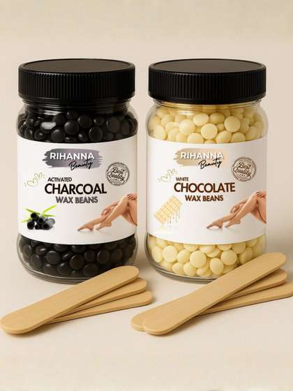 RIHANNA BEAUTY Set
                          Of 2 Charcoal & White Chocolate Hard Wax
                          Beans - 150 g Each