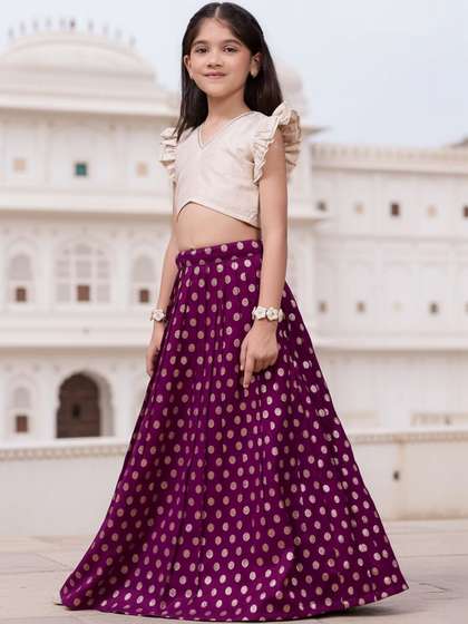 KALANANDI Girls
                        Embellished Foil Print Ready to Wear Lehenga
                        &