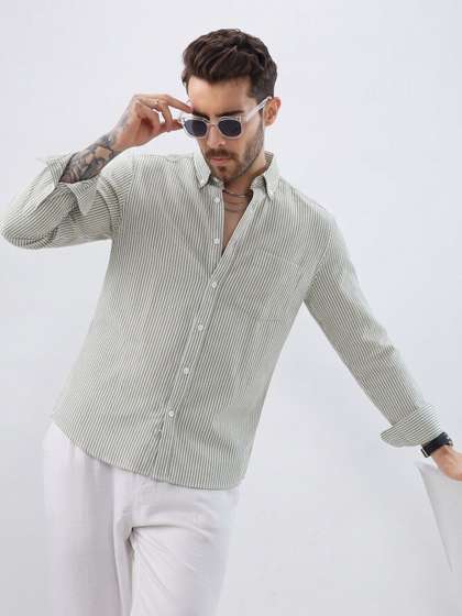 R.Code by The
                        Roadster Life Co. Men Standard Striped Casual
                        Shirt