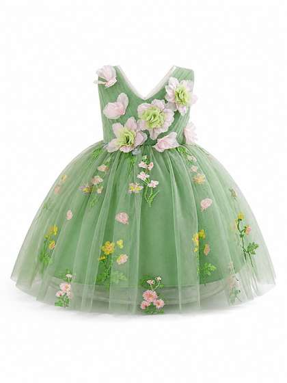 YK Embroidered A-Line
                    Midi Dress