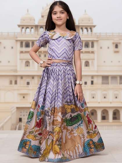 KALANANDI Girls
                      Printed Sequinned Ready to Wear Lehenga &