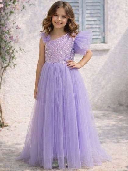 Foreverkidz Girls
                    Embellished One Shoulder Net Fit & Flare Maxi
                    Dress