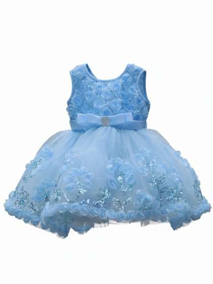 DHUDKI Floral
                      Embroidered Net Fit & Flare Midi Dress