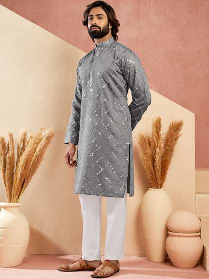 House of Pataudi
                        Embroidered Cotton Mandarin Collar Straight
                        Kurtas