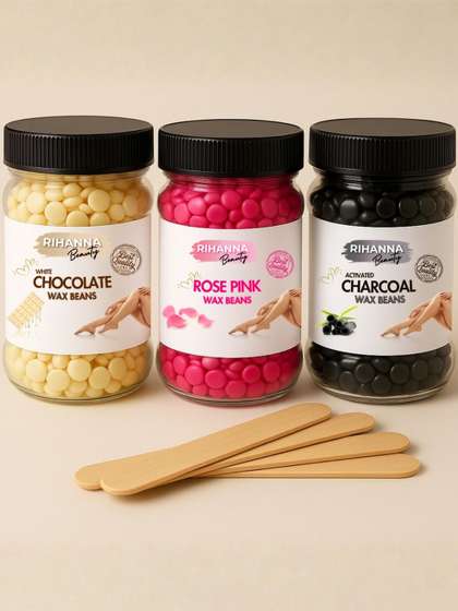 RIHANNA BEAUTY Set
                        Of 3 White Chocolate, Rose Pink & Charcoal
                        Hard Wax Beans - 300 g Each