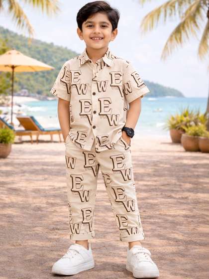 ANJALI IMPEX
                          Unisex Kids Printed Shirt with Trousers