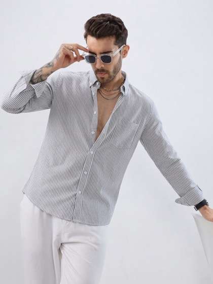 R.Code by The
                        Roadster Life Co. Men Standard Striped Casual
                        Shirt