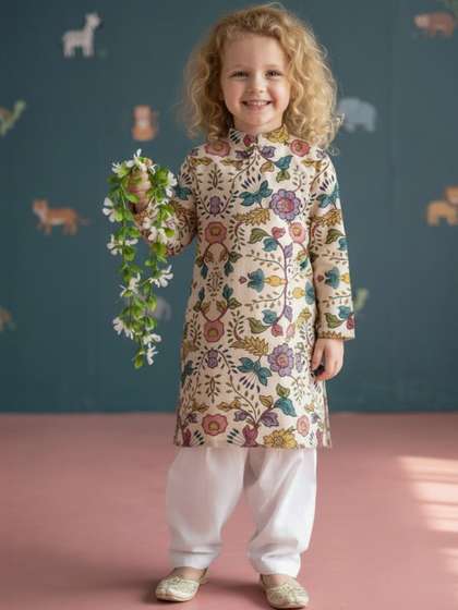 DEVOILER Girls Floral
                      Printed Regular Kurta with Patiala