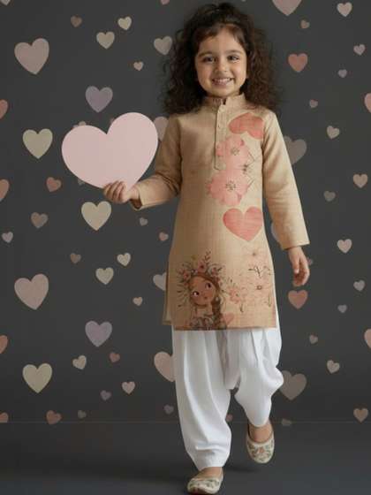DEVOILER Girls Floral
                    Printed Mandarin Collar Kurta with Patiala