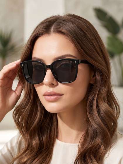 RORCE Women Black
                        Lens & Black Square Sunglasses with
