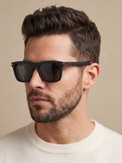 RORCE Unisex Black
                        Lens & Black Square Sunglasses with