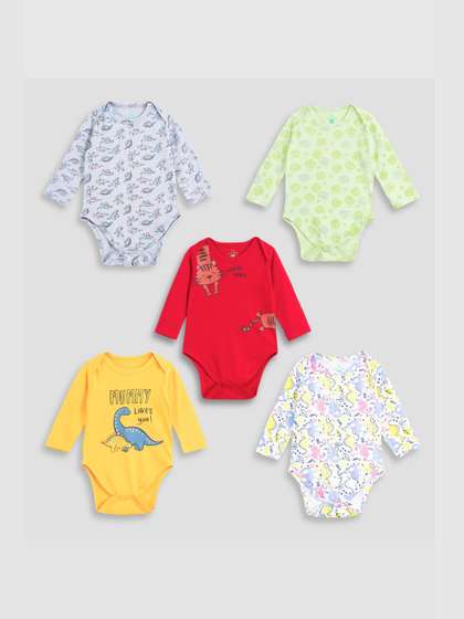 YUV Infants Pack Of 5
                    Printed Pure Cotton Bodysuit
