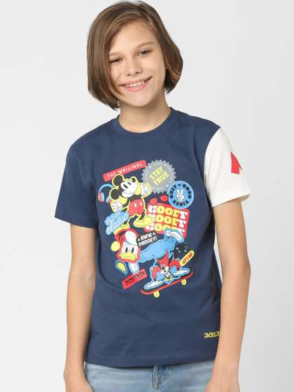 Jack & Jones Junior Boys Blue Printed T-shirt