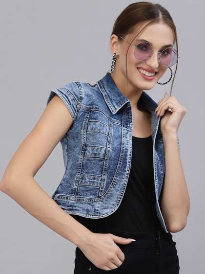 Style Quotient
                          Women Washed Crop Denim Shrug