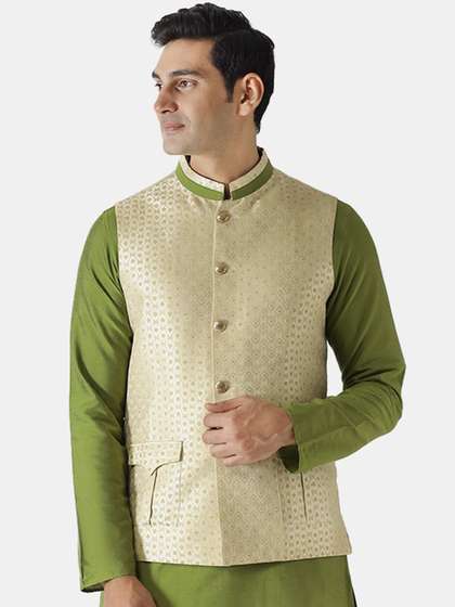 KISAH Men Woven Design Nehru Jacket