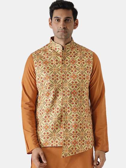 KISAH Men Printed Nehru Jacket