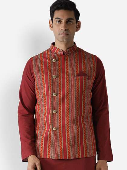KISAH Men Printed Nehru Jacket