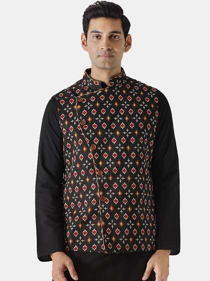 KISAH Men Woven Design Nehru Jacket