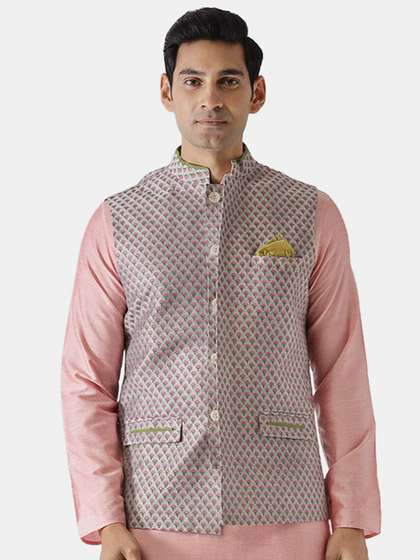 KISAH Men Printed Woven Nehru Jackets