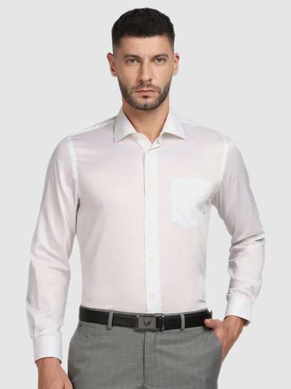 Blackberrys Men White Slim Fit Solid Cotton Formal Shirt