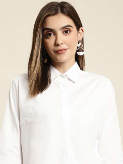 Hancock Women White Regular Fit Formal Shirt