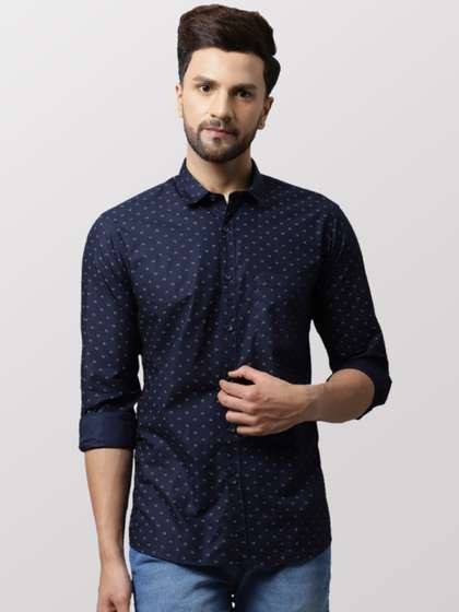 Price History of Cantabil Men Navy Blue Printed Casual Shirt (40