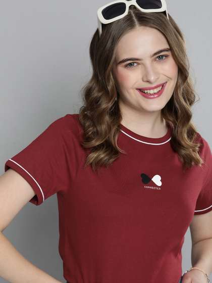 Mast & Harbour
                        Women Pure Cotton Printed T-shirt