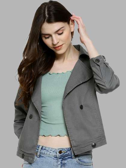 Campus Sutra Women
                          Grey Windcheater Outdoor Denim Jacket