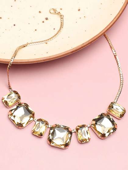 SOHI Women
                        Gold-Toned Gold-Plated Stone Necklace