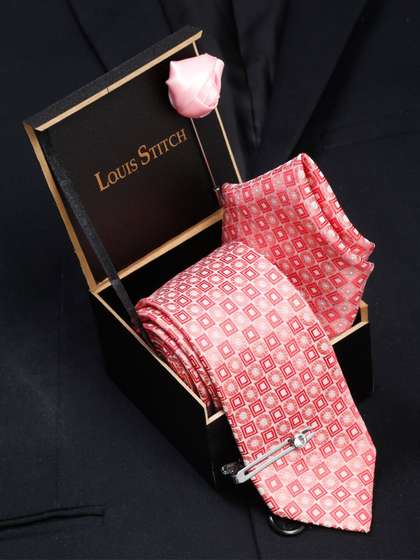 LOUIS STITCH Men Italian
                    Silk Necktie Accessory Gift Set