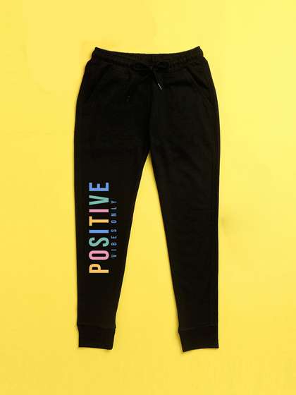 NUSYL Kids Unisex Black
                    Text Printed Joggers