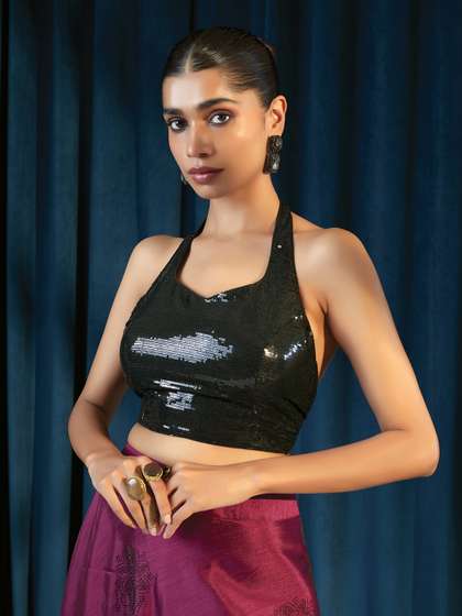 Soch Embellished Georgette Saree Blouse