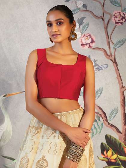 Soch Solid Taffeta Saree Blouse