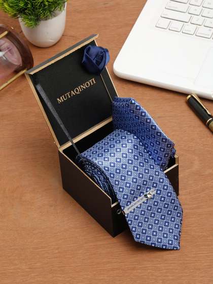 MUTAQINOTI Men Silk
                      Blend Necktie Accessory Gift Set